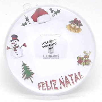 Foto Bola de Natal Acrílico 7cm - com divisória - Personalizar - Kit c/ 50pç